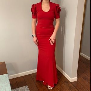 Badgley Mischka red evening gown